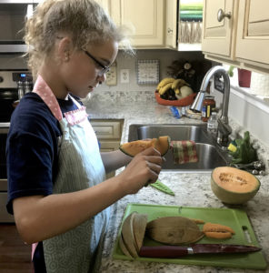 Young teens can cut smaller melons