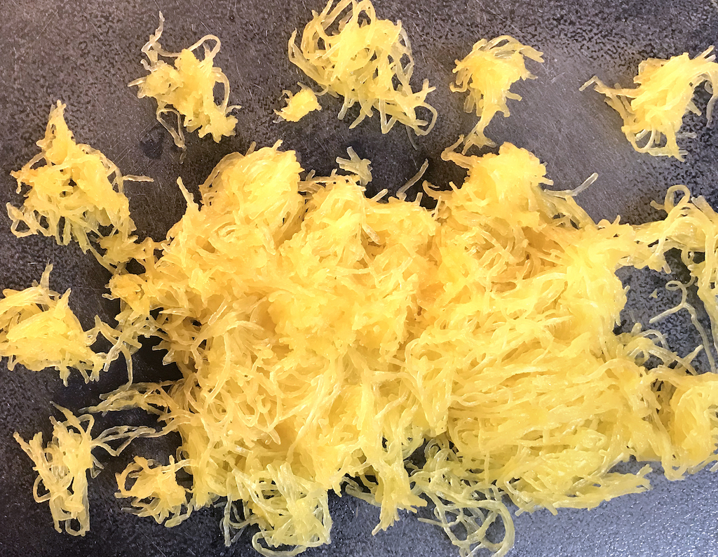 Spaghetti squash - great substitute for pasta in Jamaican Macaroni