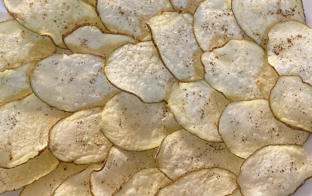 FInished microwave potato chips!