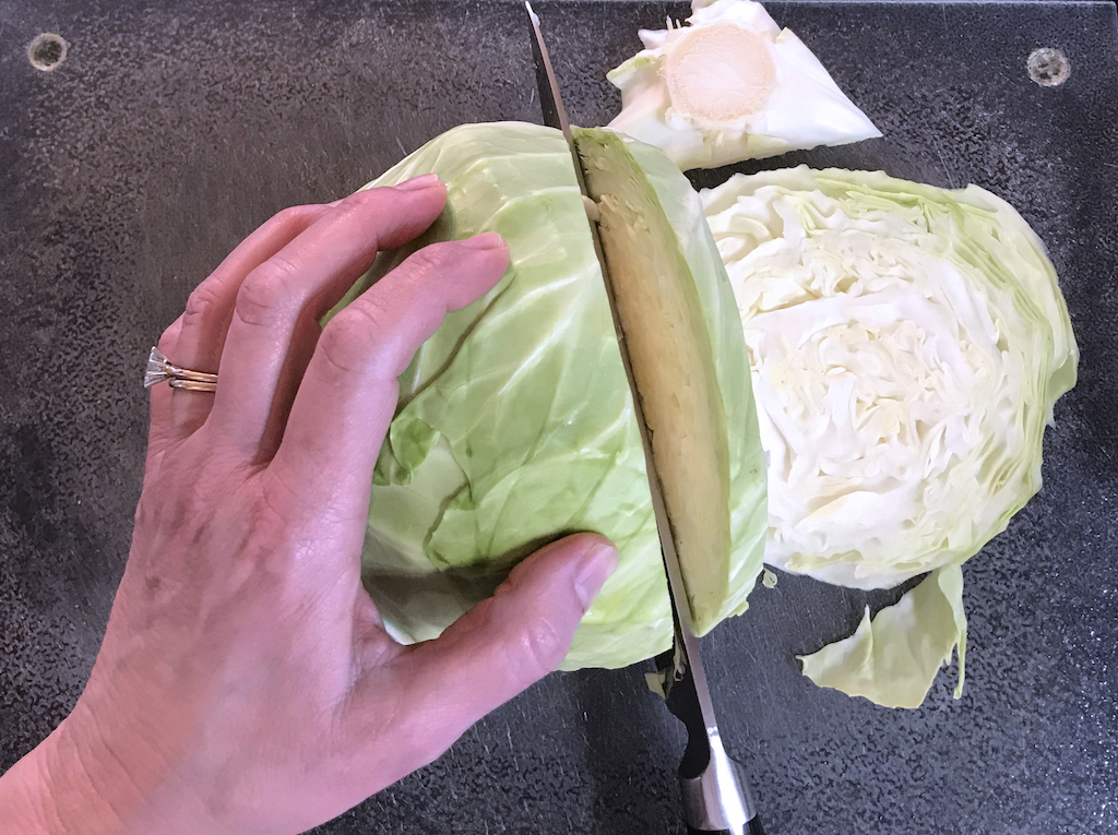 cutting cabbage vertically