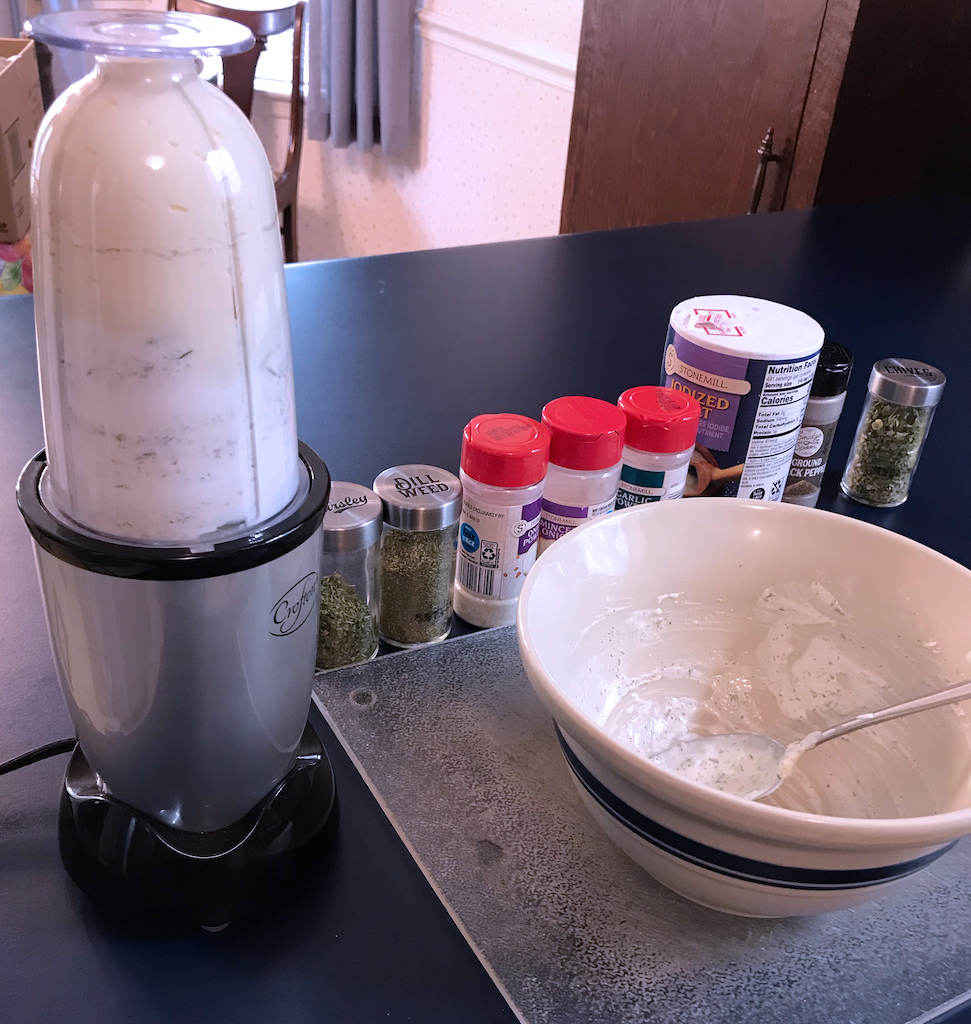 Making Jalapeño dip in a bullet blender