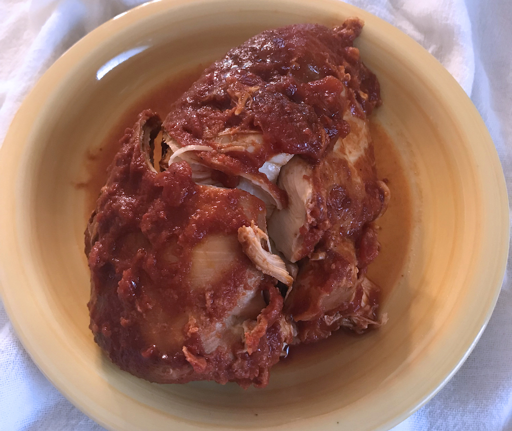 Slow-cooked chicken is already falling apart