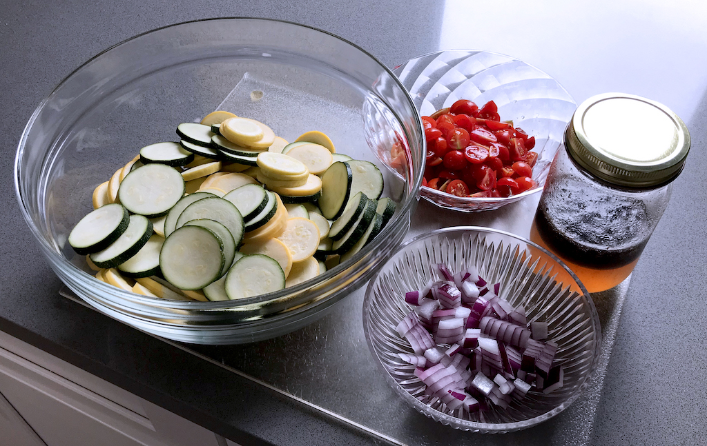 Extra ingredients for squash salad can be flexible