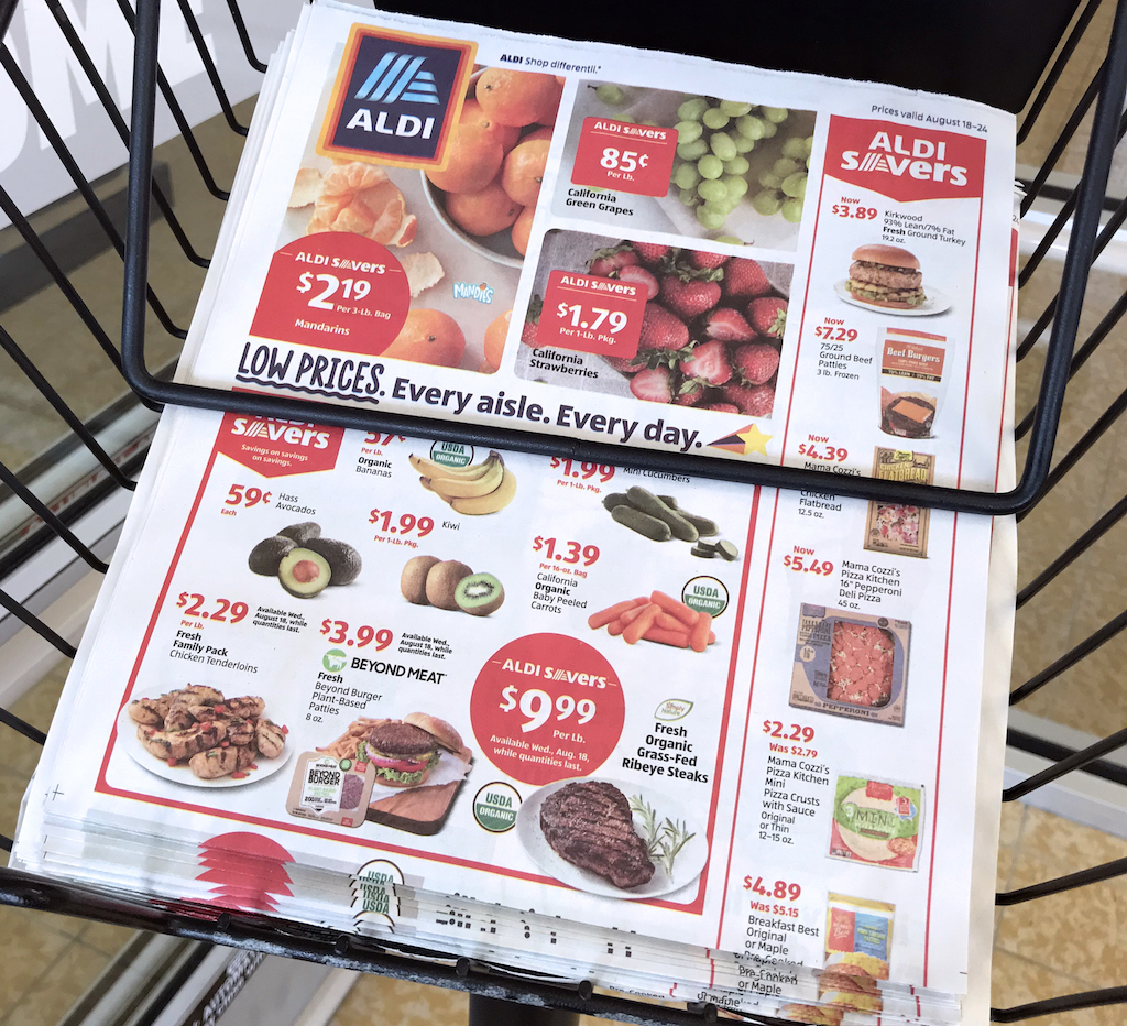 Sales flyer in the grocery store