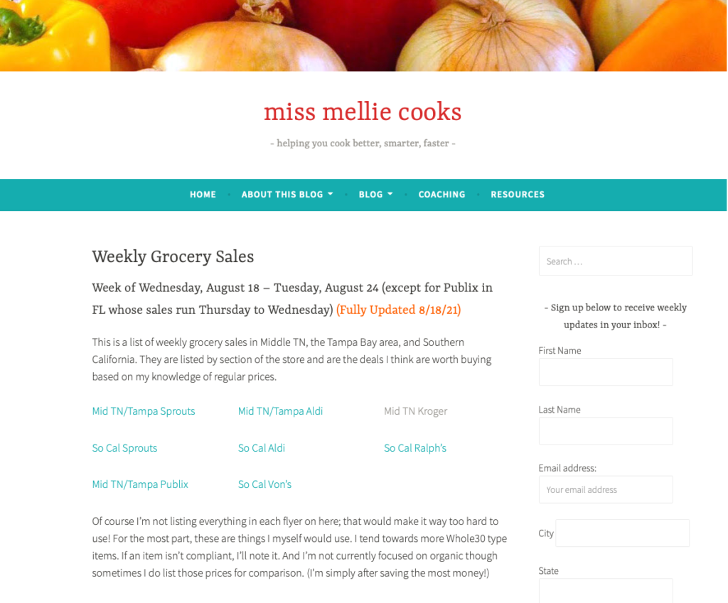 missmelliecooks grocery sales page