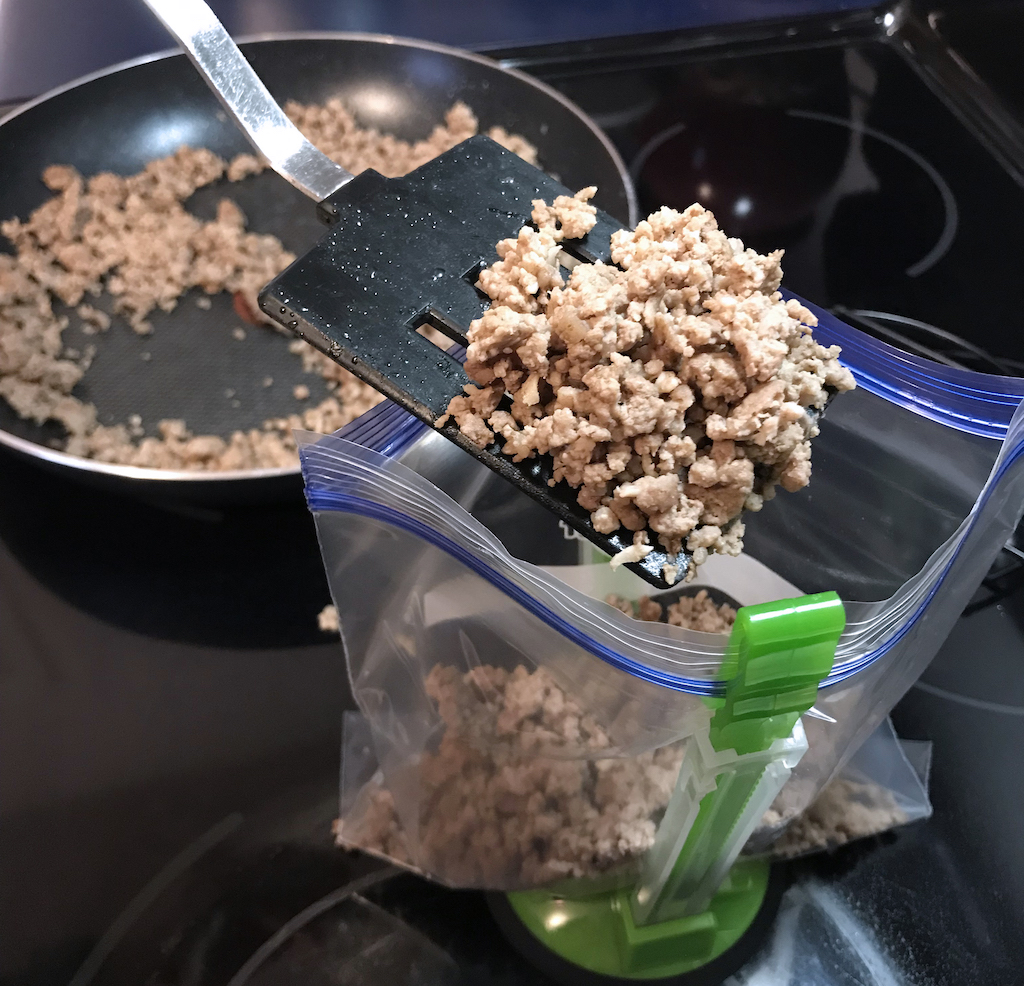 Freeze browned ground beef for an easy start later