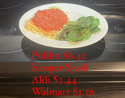 Spaghetti meal with prices