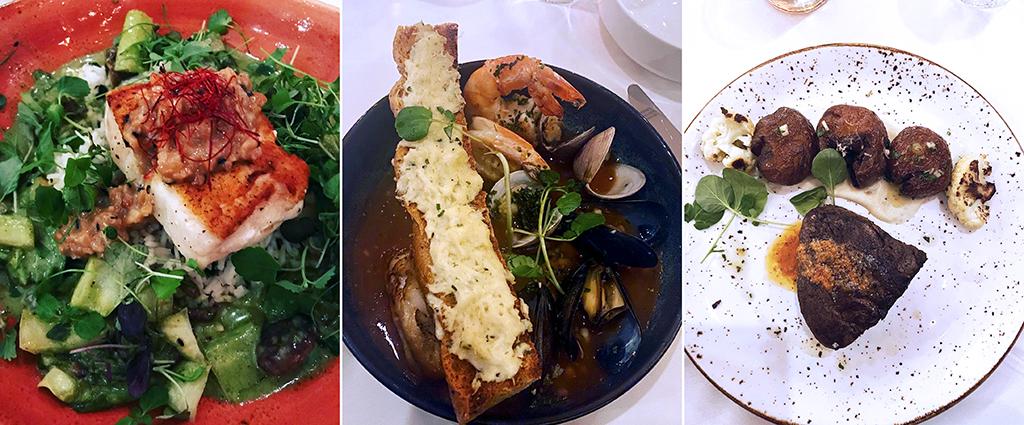 Grouper, cioppino and Fillet of Beef