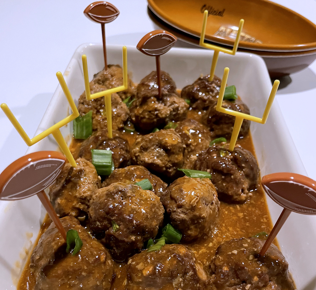 Mongolian meatballs beat the traditional grape jelly and chili sauce type