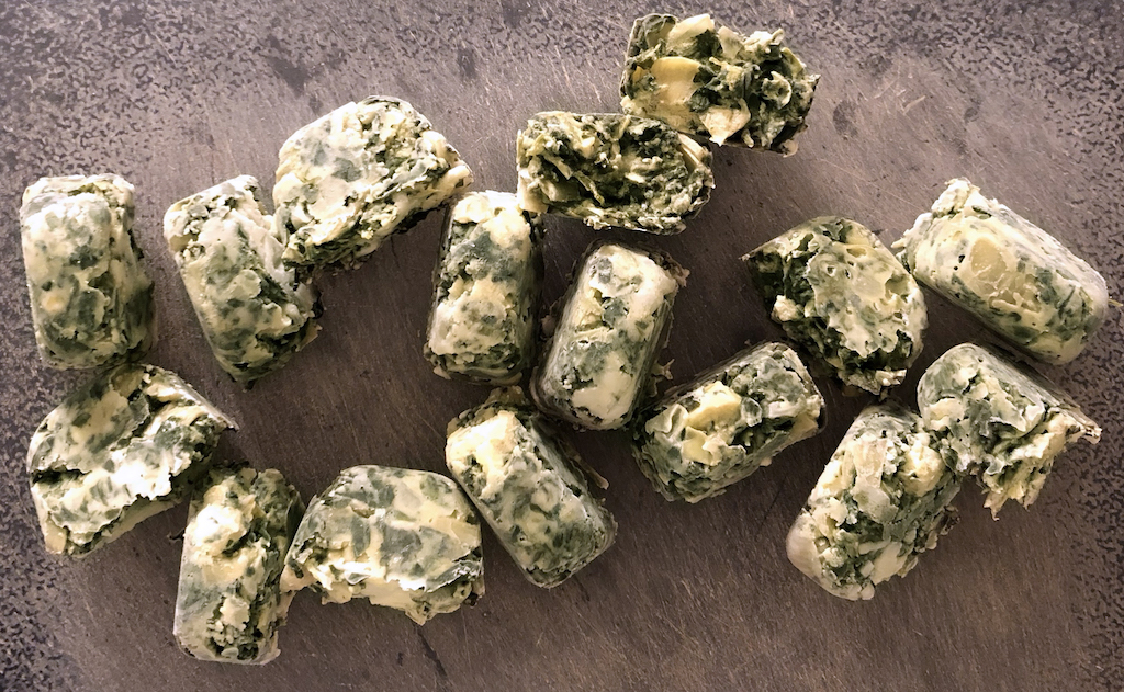 Cubes of frozen spinach artichoke dip
