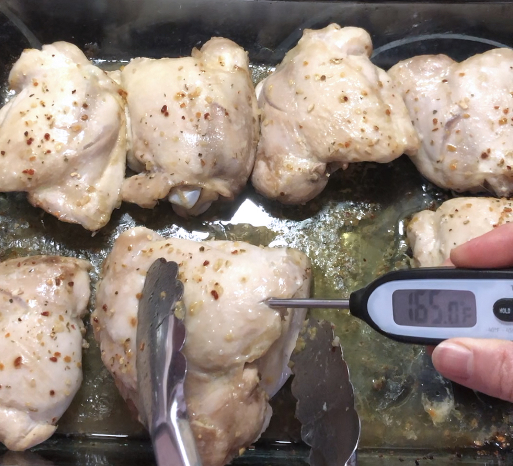 Chicken must reach an internal temperature of 165 degrees