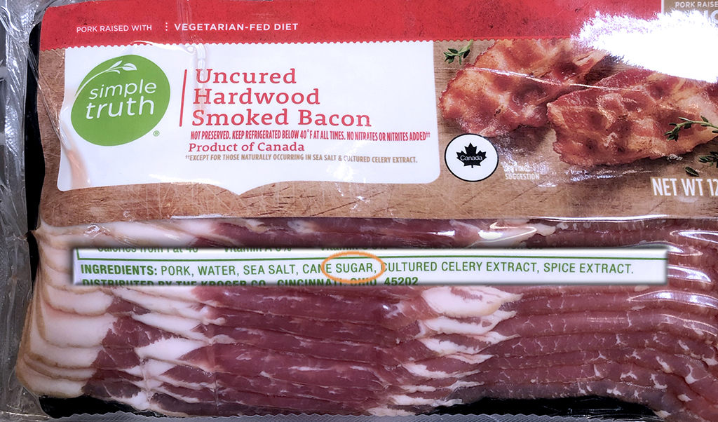 Simple Truth uncured bacon...hope it has sugar