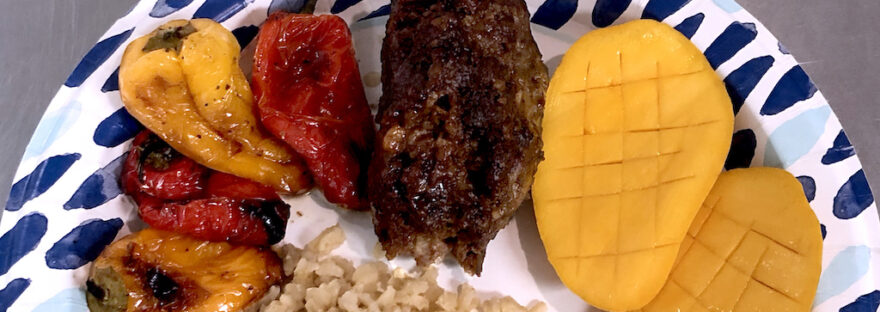 homemade meatloaf and grilled peppers yum!
