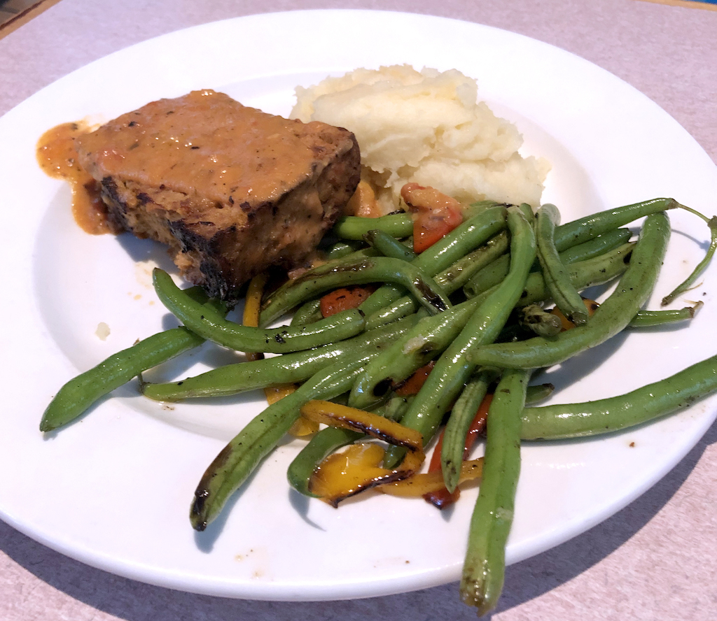 Meatloaf Trio and tomato-tasso gravy