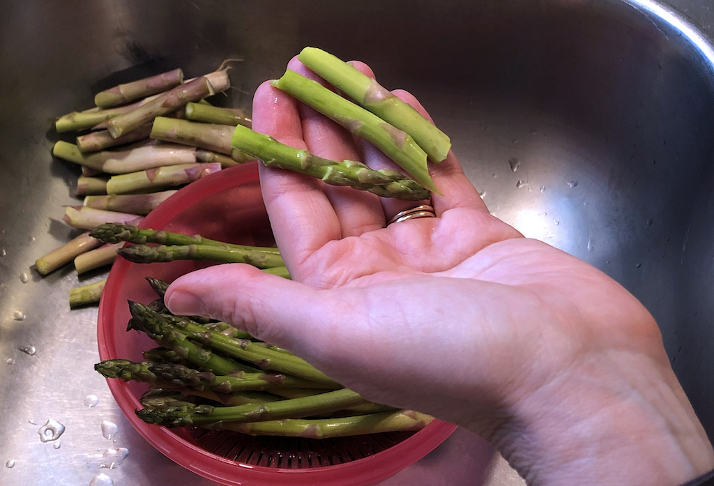 snap fresh asparagus into whatever length you like