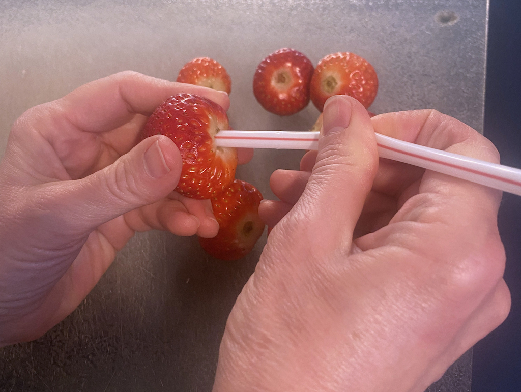 Regular straws are too bendy to de-stem strawberries