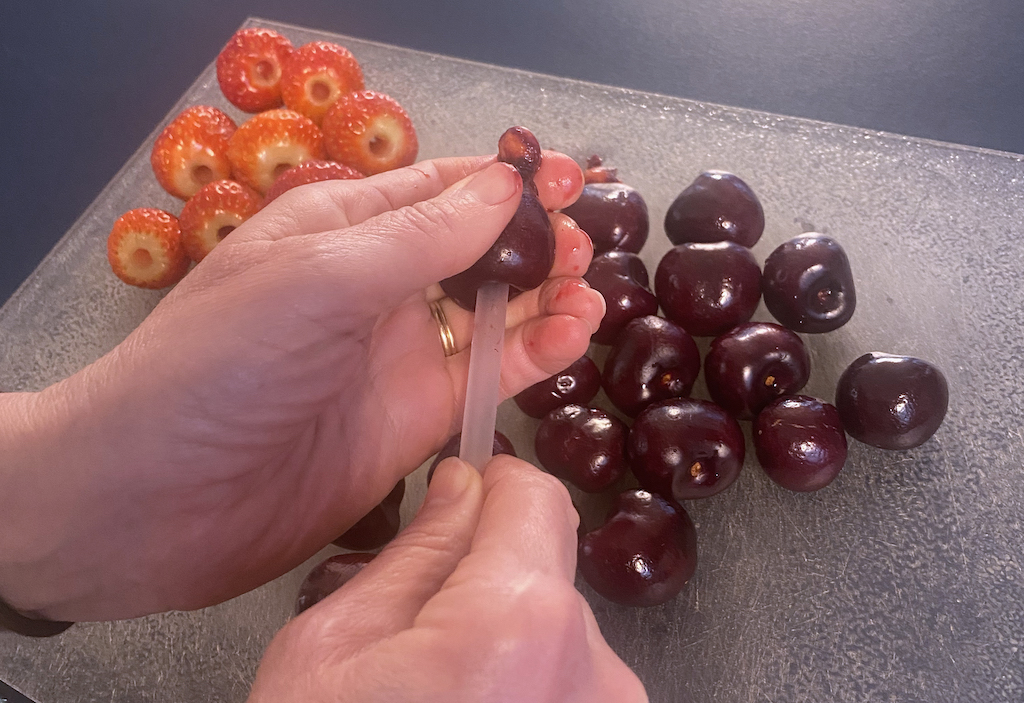 Use that same straw to pit sweet cherries