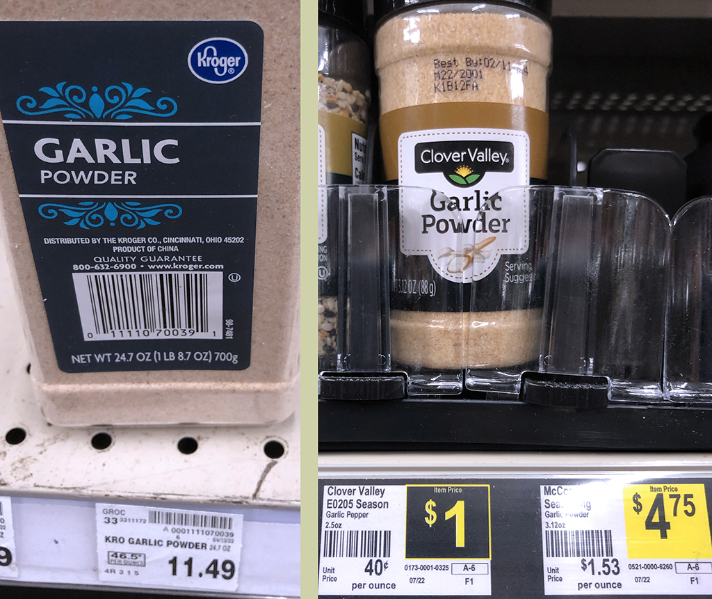 3 more garlic powder prices...Aldi is still the best!