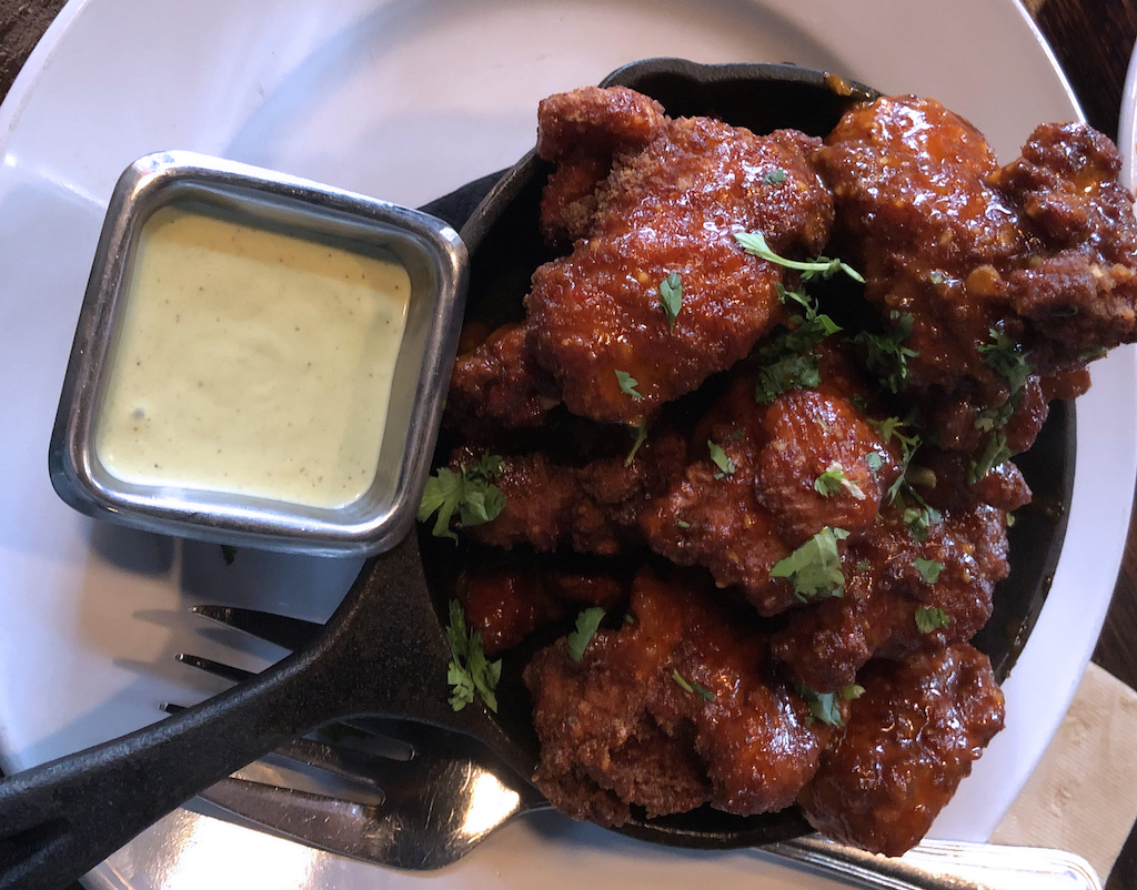 Crispy Chicken Crunchers with sriracha glaze