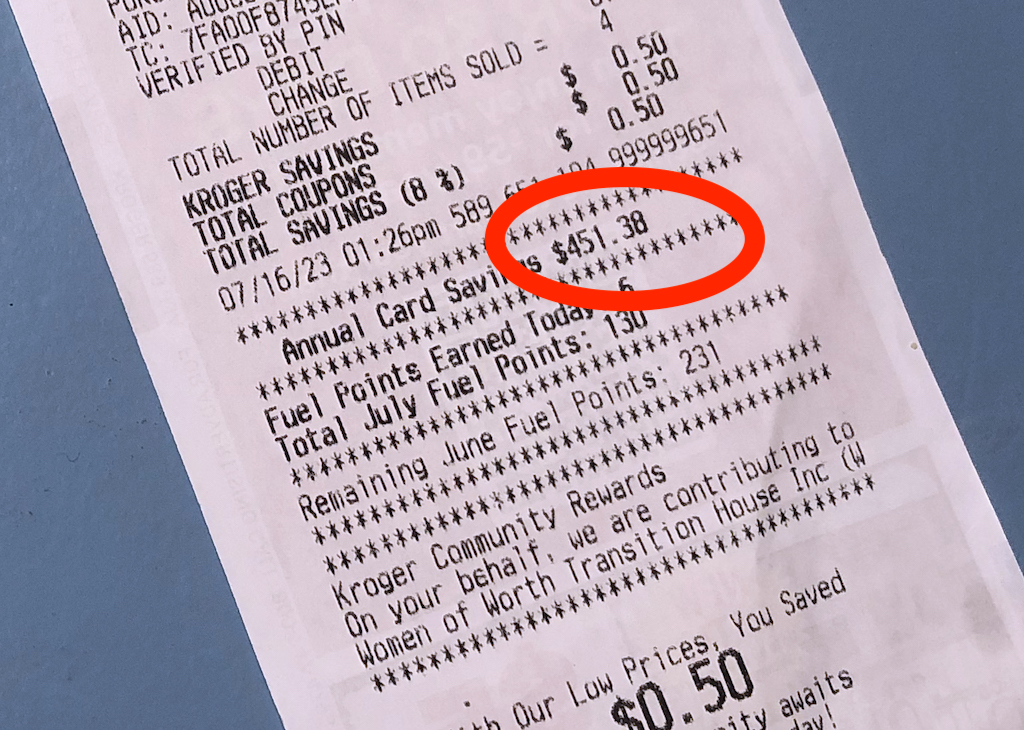 Look at that! I've saved $451.38 on just part of my groceries this year already!